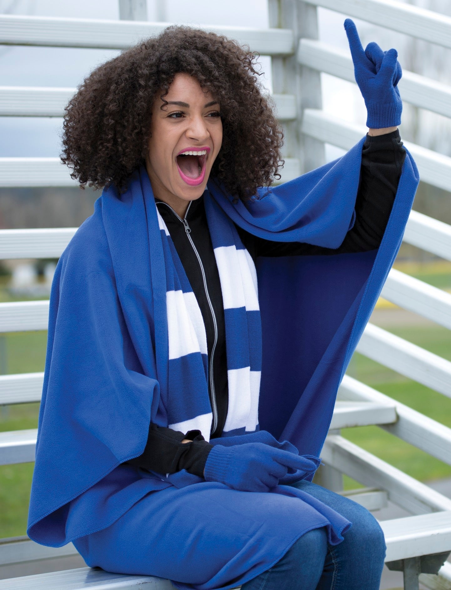 Embroidered Fleece blanket with carry strap