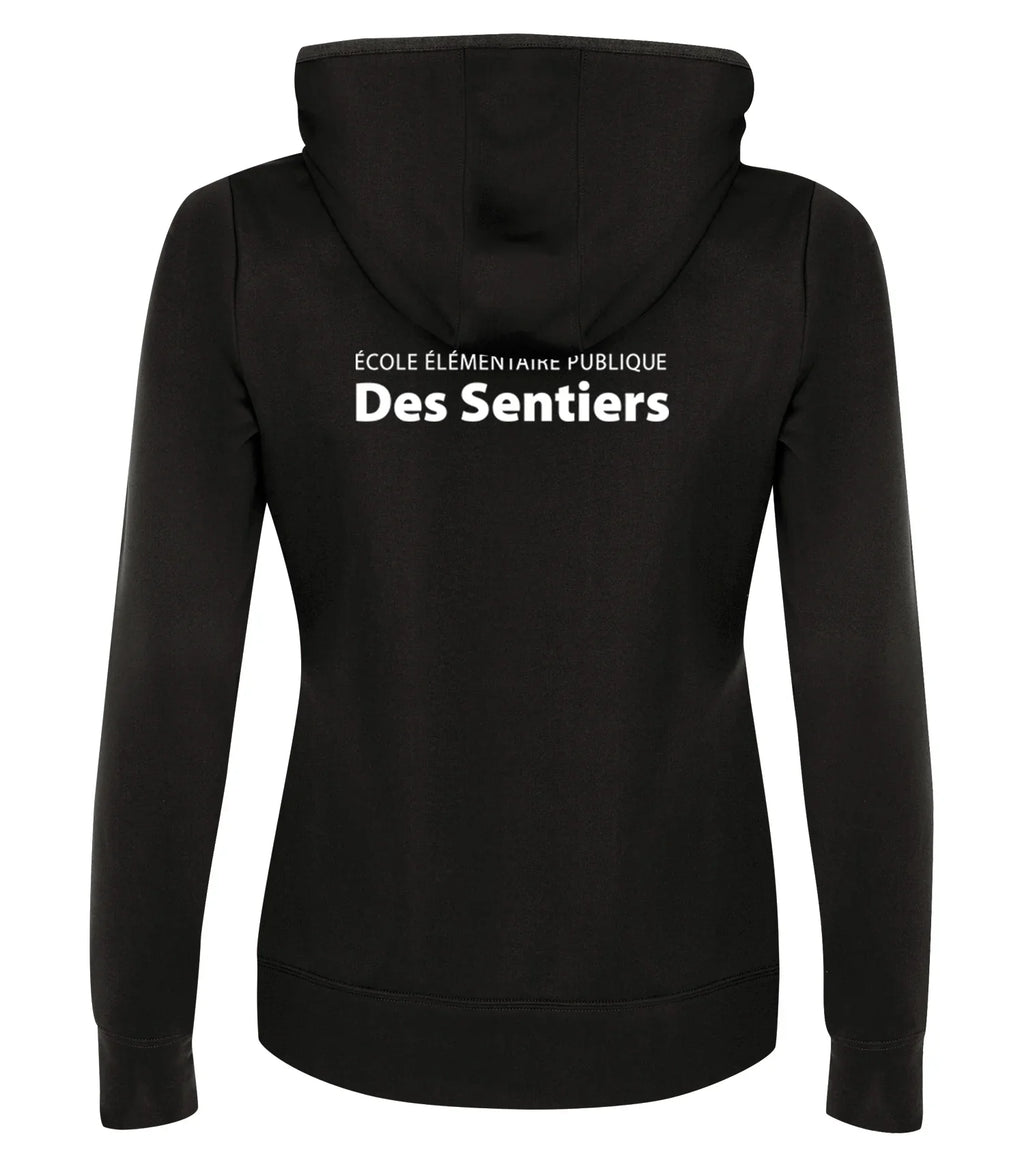 POLYFLEECE HOODED LADIES' SWEATSHIRT - SPLIT FRONT / BACK LOGO