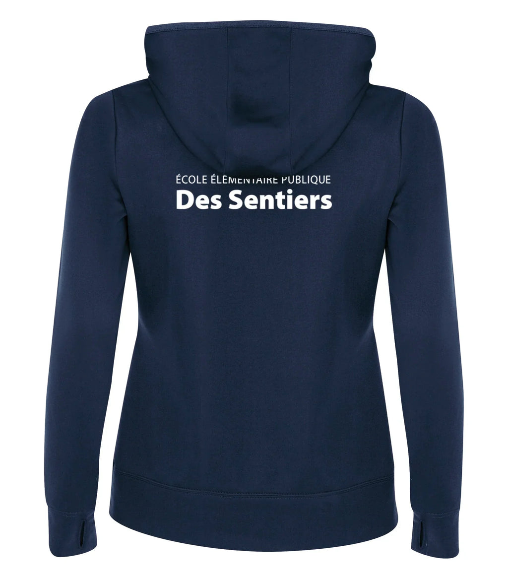 POLYFLEECE HOODED LADIES' SWEATSHIRT - SPLIT FRONT / BACK LOGO