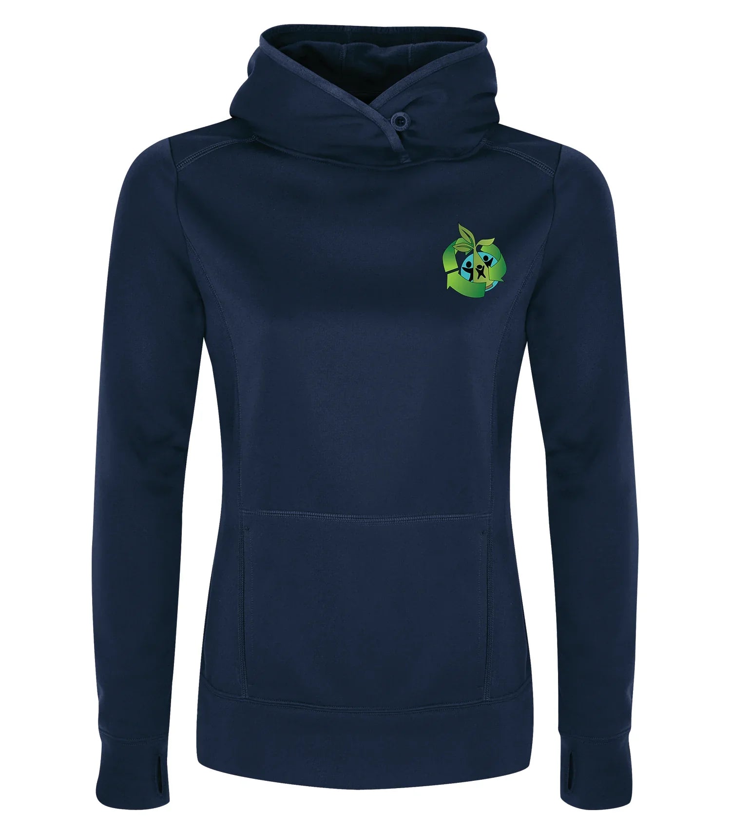 POLYFLEECE HOODED LADIES' SWEATSHIRT - SPLIT FRONT / BACK LOGO