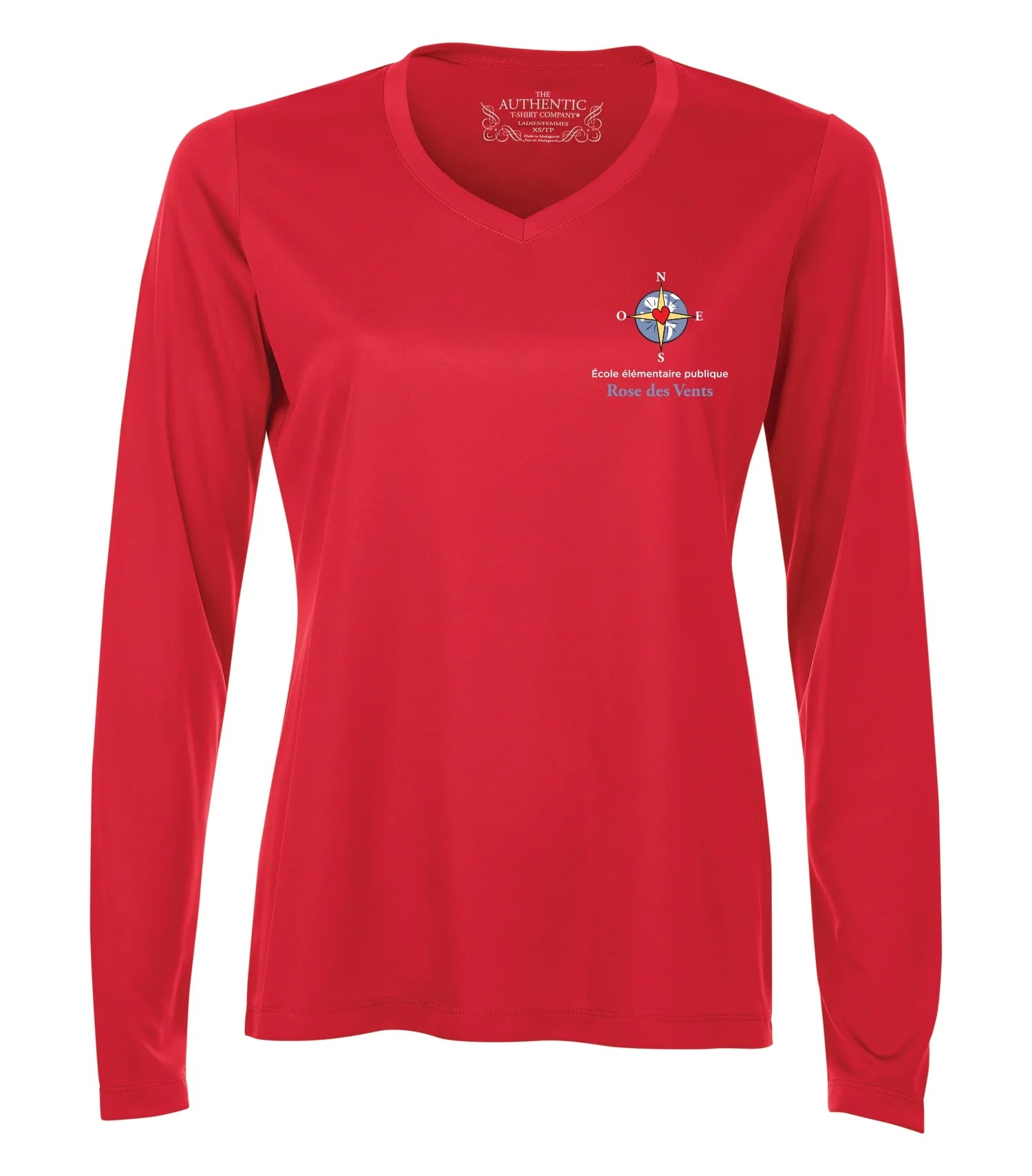 Ladies Long Sleeve V-Neck Dry-Fit T-Shirt